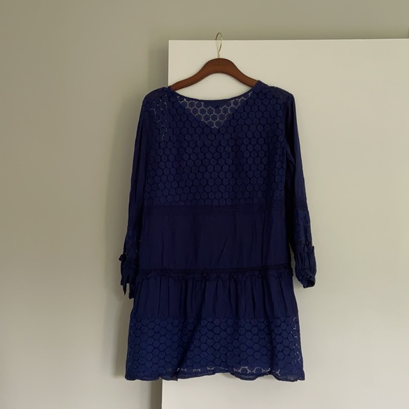 French Connection Navy long sleeve Eyelet Shift - Picture 2 of 6